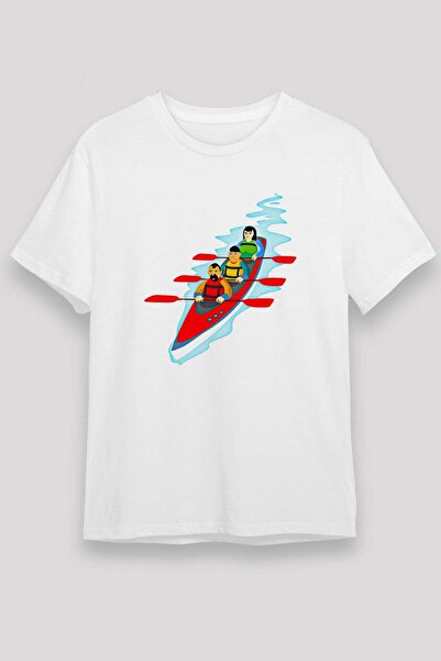 Darkhane Canoe Printed Unisex White T-Shirt - Tshirt