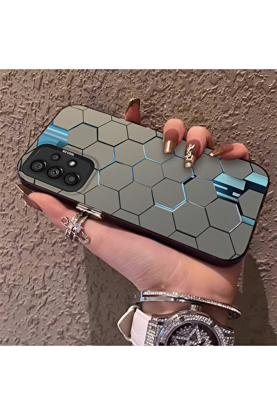 PATTERNOVA Samsung Galaxy A73 Uyumlu Mat Teknolojik Altıgen Geometrik Sert Kı...