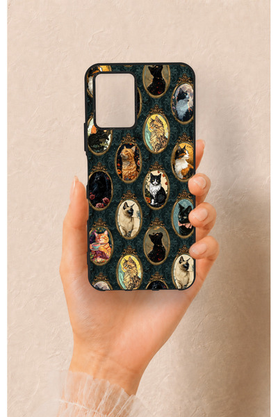 Vip Case Vivo Y21S Compatible Vintage Cat Portraits Patterned Silicone Case
