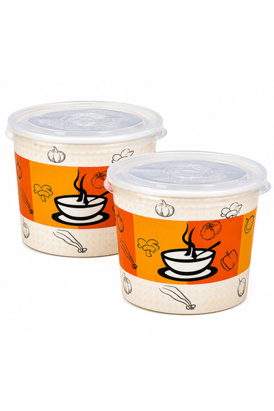 Genel Markalar ÇORBA KASESİ KARTON 500ADET KAP + 500 ADET KAPAK (14 OZ)