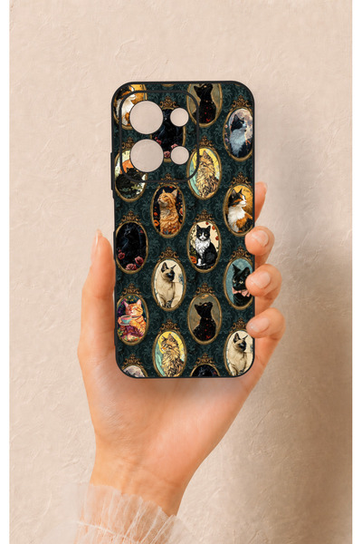Vip Case Redmi 15C 4g Compatible Vintage Cat Portraits Patterned Silicone Case