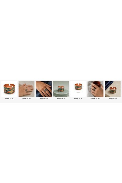 Erol Bakır Burgundy Gold-Tone Patterned Thick Copper Ring, Hand-Embroidered Adjustable Model
