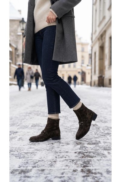 DİVA Brown Suede Leather Women's Casual Boots