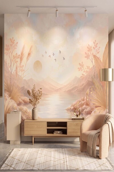 dreamwall Pampaslı Gölet Manzaralı Tek Parça Tekstil Duvar Kağıdı