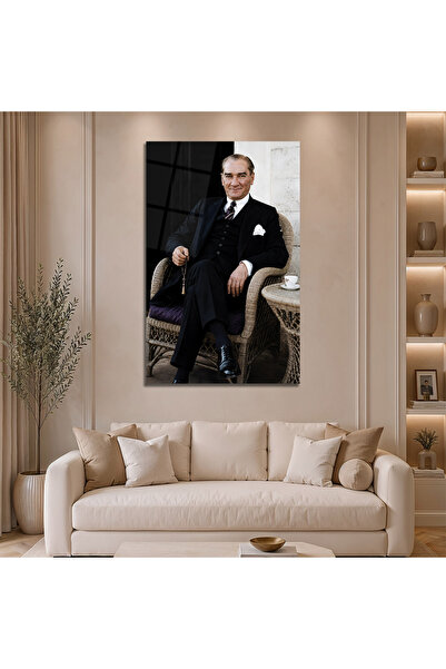 Mgi Design Mustafa Kemal Atatürk Tespih Çekerken Cam Tablo, Temperli Cam Port...