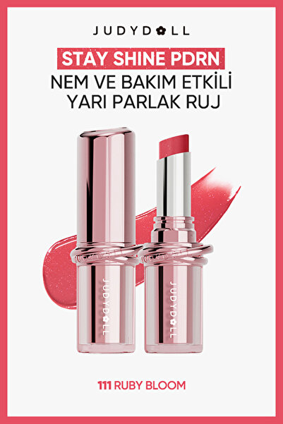 JUDYDOLL Stay Shine PDRN Nem ve Bakım Etkili Yarı Parlak Ruj 111 Ruby Bloom