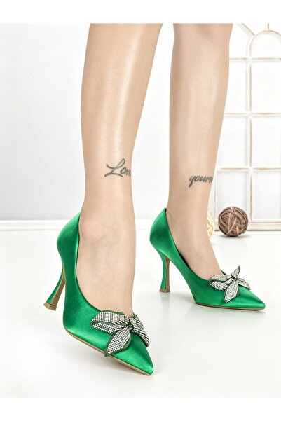 STEPHAN Mahira green textile stiletto shoes