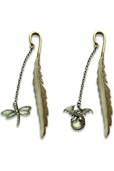 ELECDON Luminous Bookmarks 2 Pack Vintage Feather Metal Book Marker Unique Gl...