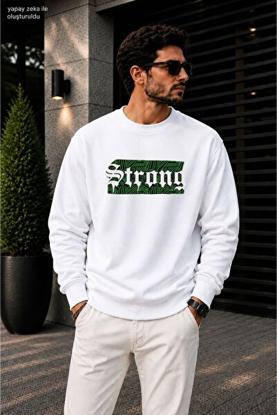 caddekombin Men's Strong Gothic Printed Cycling Round Neck Casual Sweatshirt