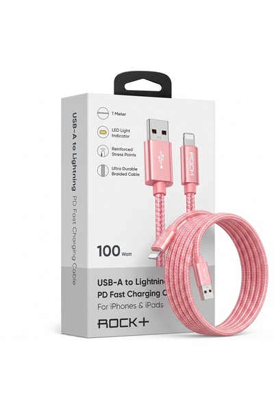 Taimi كابل شحن سريع ROCK+ من USB-A إلى Lightning بطول 1 متر - كابل مجدول بقدر...