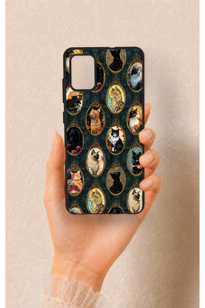 Vip Case Samsung A51 Compatible Vintage Cat Portraits Patterned Silicone Case