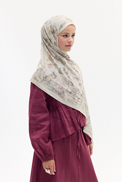 cs camellia scarf شال بنمط الألوان المائية - حجري