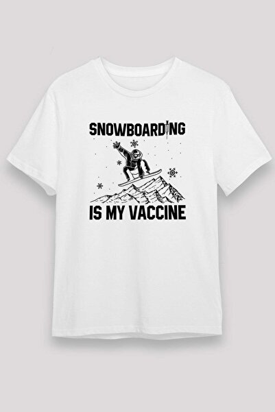 Darkhane Snowboarding Printed Unisex White T-Shirt - Tshirt