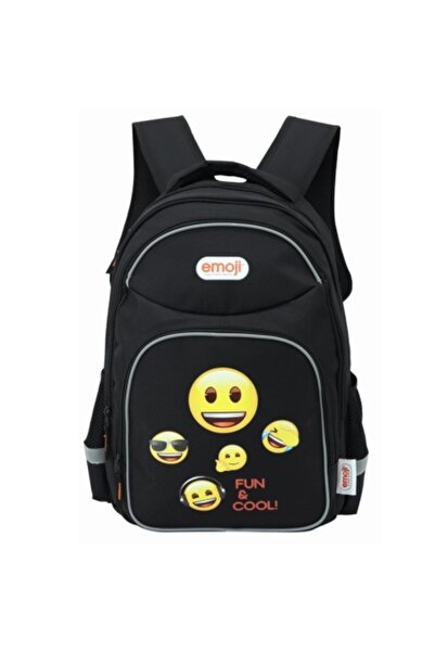 PIGNA Rucsac de liceu cu 3 fermoare EMOJI CLASSIC BLACK