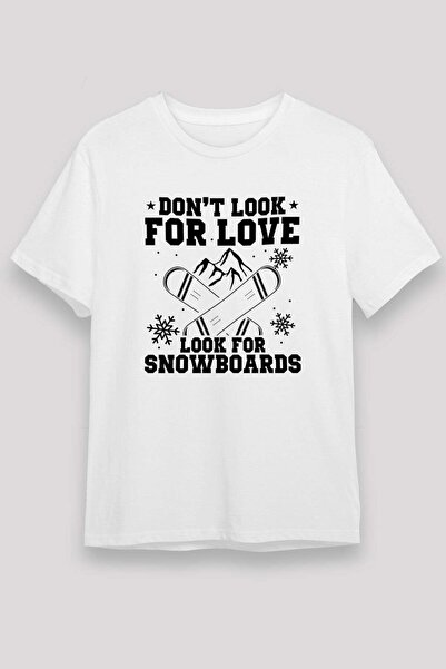 Darkhane Snowboarding Printed Unisex White T-Shirt - Tshirt