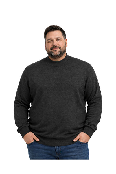 BattalModa سترة تريكو نصفية كبيرة الحجم للرجال من أنثراسايت 3XL-4XL-5XL-6XL