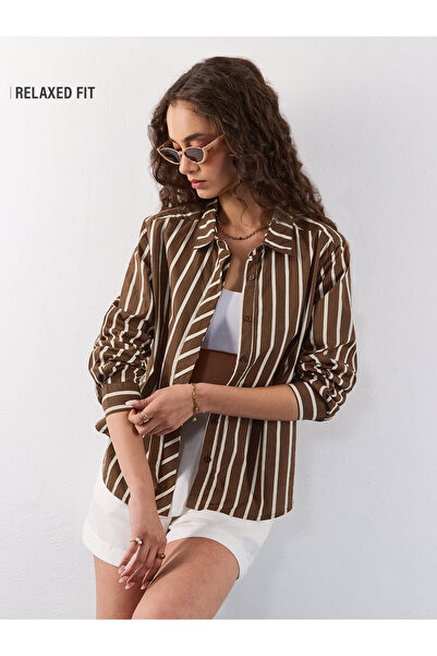 The Souled Store By Styli Brown Striped Relaxed Fit Long Sleeve Shirt