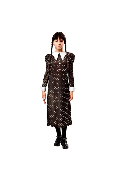 NN Costum de Halloween Wednesday Addams pentru copii, 150-160 cm, Alb/Negru