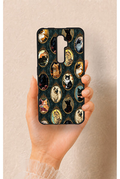 Vip Case Oppo Reno 2Z Uyumlu Vintage Kedi Portreleri Desenli Silikon Kılıf