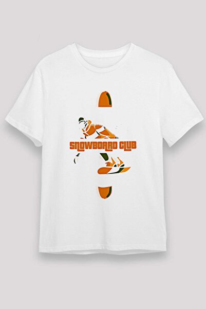 Darkhane Snowboarding Printed Unisex White T-Shirt - Tshirt