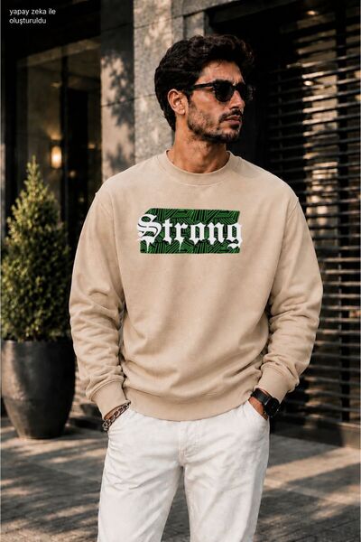 caddekombin Men's Strong Gothic Printed Cycling Round Neck Casual Sweatshirt