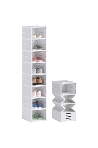 Generic Brand Raft de pantofi cu 8 niveluri, Dulap de pantofi, Pliabil, Plast...