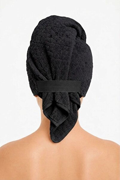 Seritaine Towel Hair Cap Black 100% Cotton Hair Drying, Drying, Showering, Bathing Head Towel