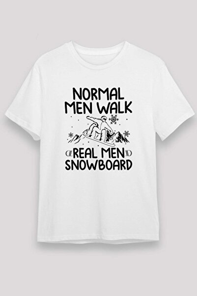 Darkhane Snowboarding Printed Unisex White T-Shirt - Tshirt