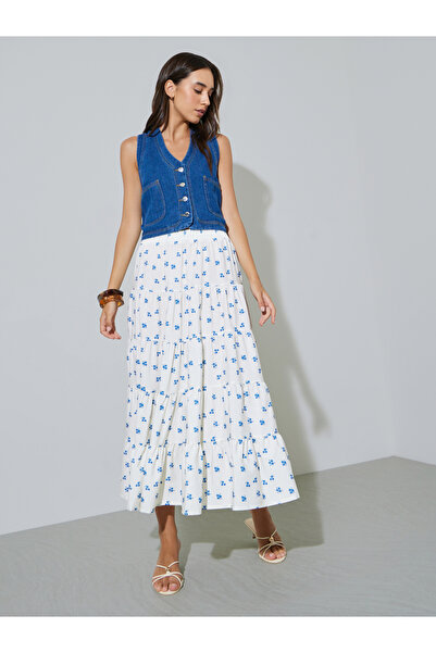 Take Two By Styli Floral Tiered Midi Skirt