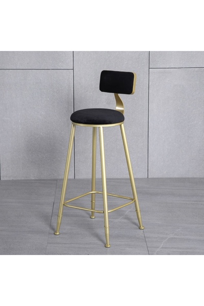 GoldenLike Adjustable Velvet Bar Stool with Quilted Backrest and Gold Finish ...