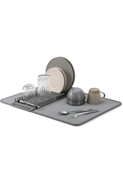 UmbraWear Umbra Udry Dish Rack and Microfiber Drying Mat – Space-Saving Desig...