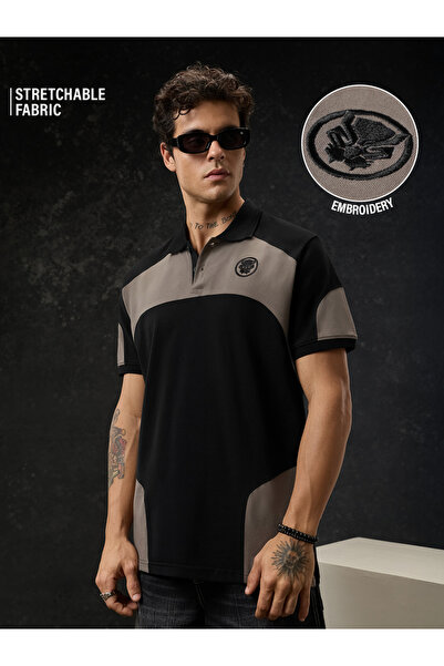 The Souled Store By Styli Men Color Block Embroidered Polo T-Shirt