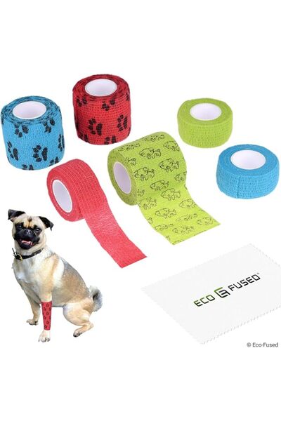 ECO-FUSED Self Adhering Bandage - Injury Wrap Tape for Dogs - Pack of 6 - Sup...