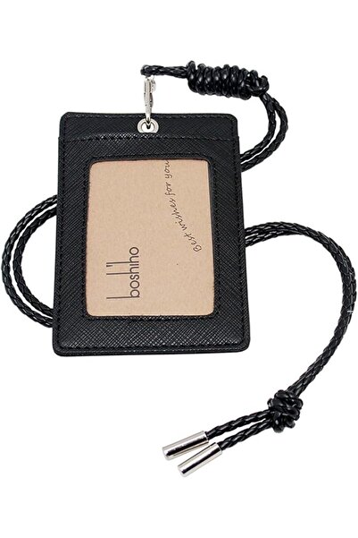 boshiho Vertical Style Leather ID Card Badge Holder with Heavy Duty Lanyard (...