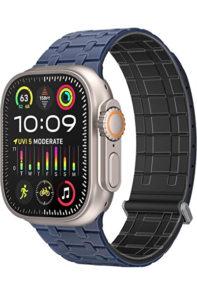 Promate سوار ساعة Apple Watch N52+ المغناطيسي القوي مع حلقة أمان معدنية، سيلي...