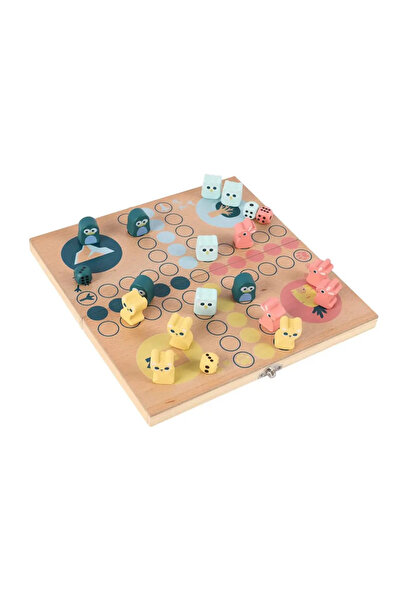 Carrefour Cutie pentru jocul de masă Ludo, din lemn, multicoloră