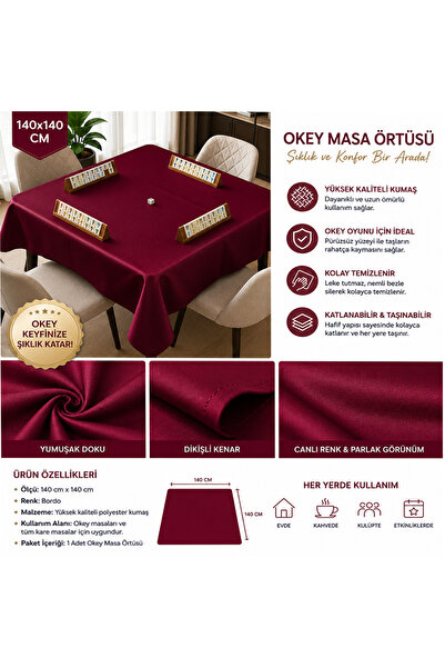 Sera Oyun Aletleri Burgundy Color Okey Tablecloth 140X140 cm |   Square Okey ...