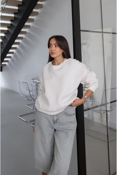 Havoş White Lana Basic Sweatshirt