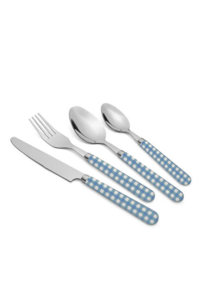 Carrefour Home Set de tacâmuri, 16 piese, oțel inoxidabil/PP, Albastru