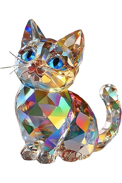 KASTWAVE Acrylic Desktop Decoration, Colorful 2D Miniature Standing Cat Ornam...
