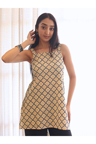 Sanskrutihomes By Styli Multi-Color Abstract Print Sleeveless Tunic Top