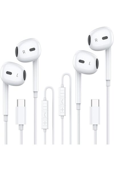 GENERAL سماعات أذن سلكية MOSWAG USB C مع ميكروفون لهواتف سامسونج S23/نوت 20/ب...
