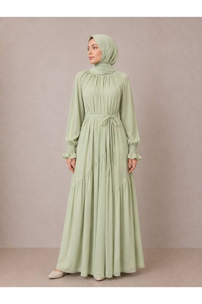 ankanoor Verev Gathered Dupai Silk Dress 150 cm Anka262039