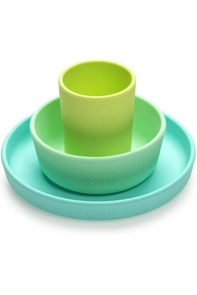 meliinista melii 3 Piece Silicone Feeding Meal Set for Kids - Includes Non Su...