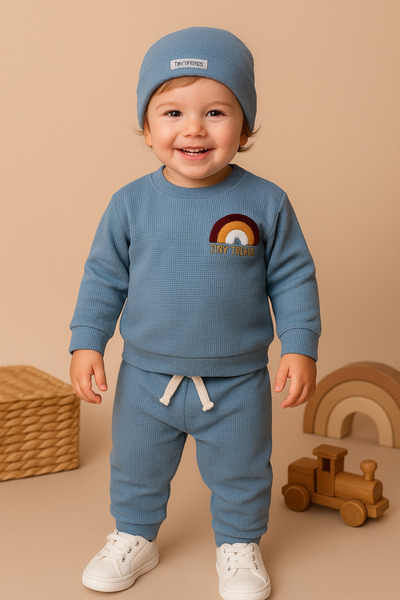 Momivi Kids Set de 3 piese pentru bebeluși și copii, 100% bumbac, cu broderie...