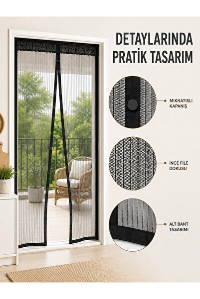 ErturkStore Mey İthalat® Mıknatıslı Kapı Sinekliği Otomatik Kapanan Siyah Fil...