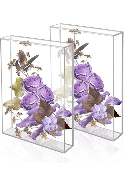 KASTWAVE 2 Pack Acrylic Shadow Box, 7x5in DIY Clear Display Case for Wedding ...