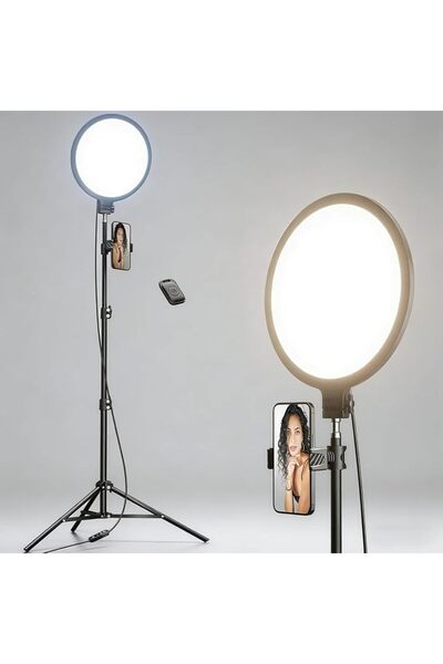 ANGJU 26cm Ring Light with 210cm Tripod Stand and Phone Holder Kit, Full-Scre...