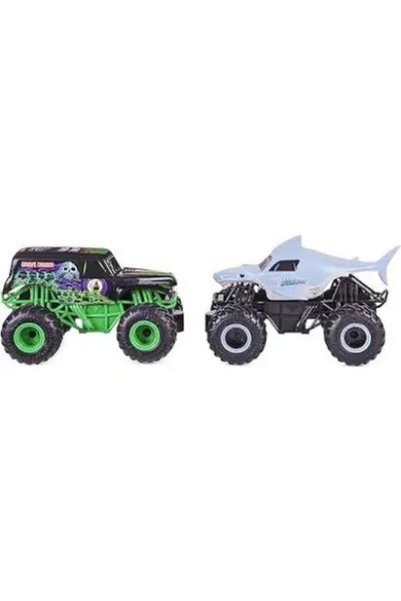 Monster Jam Set 2 masinute Grave Digger si Megalodon, 1:43, Multicolor