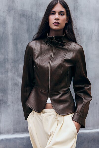 Bershka Suni deri peplum ceket